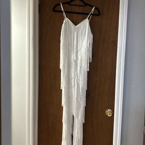 Pretty Little Thing White Fringe Jumpsuit